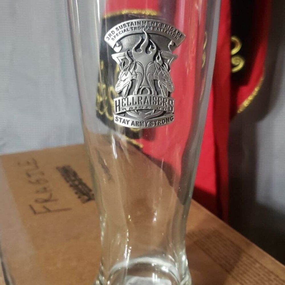 Army Glass Cup Hellraisers 3rd Sustainment Brigade Special Stay Army Strong 9"H
